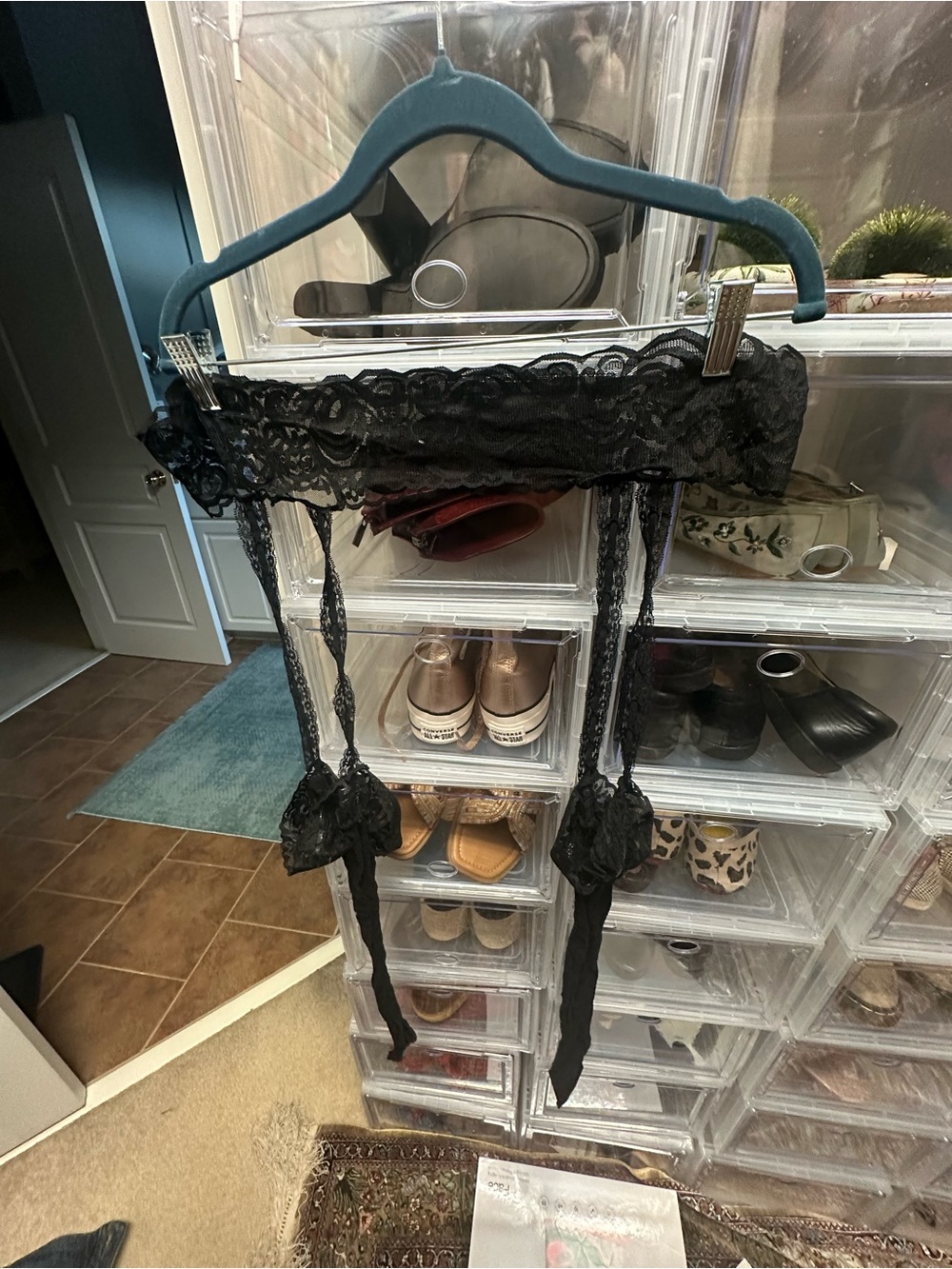 torrid Black Lace Garter Belt with Sheer Straps